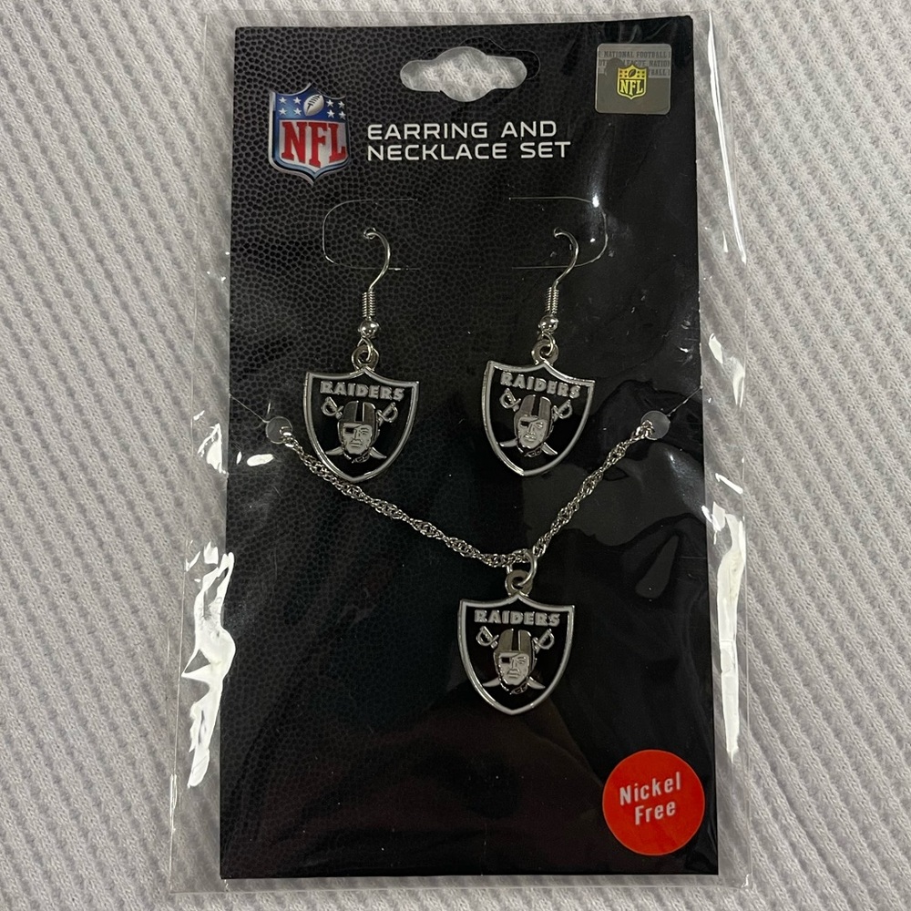 NFL Raiders Earrings and Necklace Set